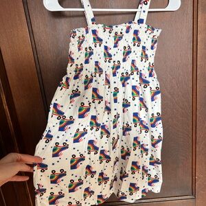 Hanna Andersson Smocked cotton Dress with Rainbow roller skate print, size 130